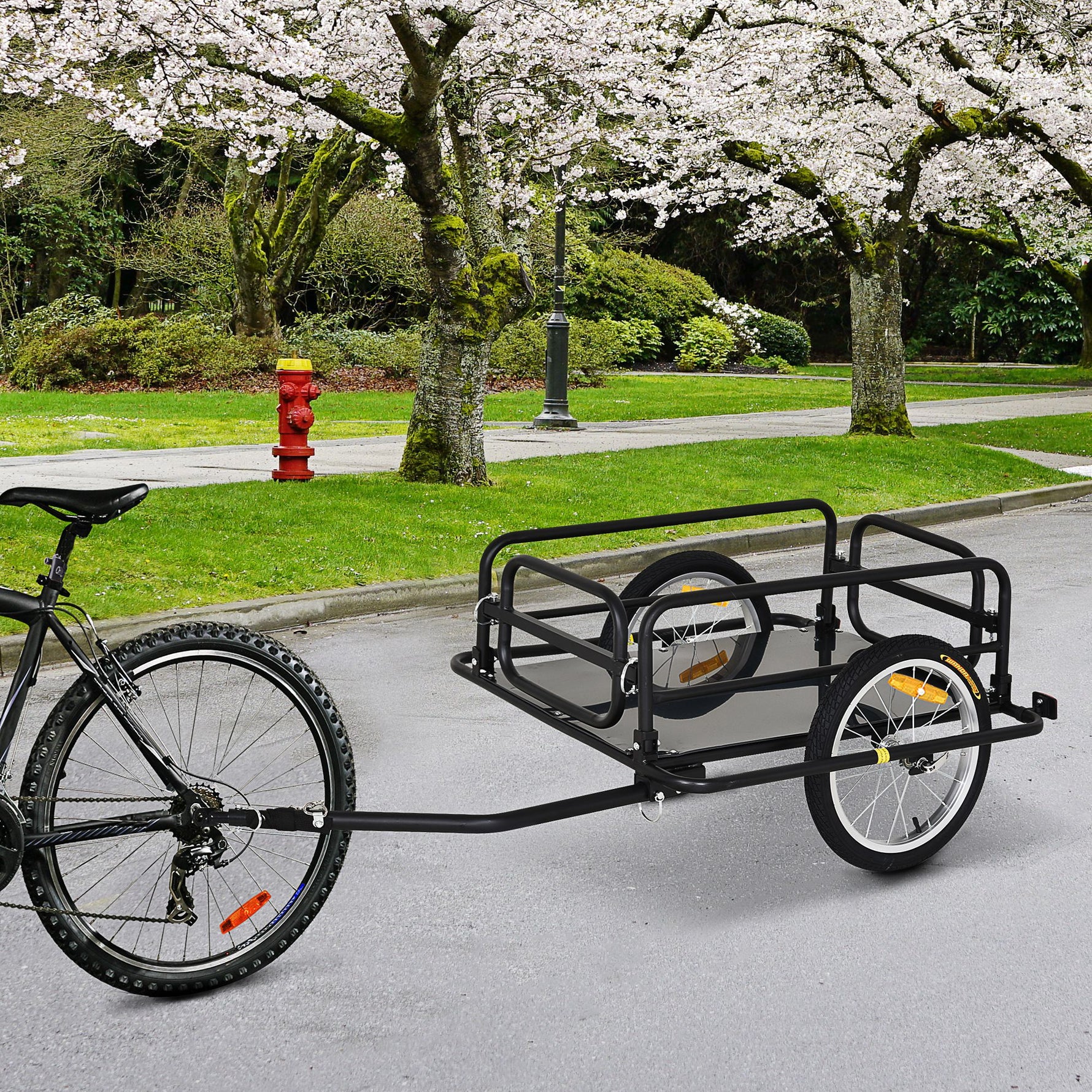 Remorque vélo remorque de transport pour vélo 70L 139L x 71,5l x 49H cm barre d'attelage universelle acier noir