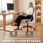 Chaise Bureau Ergonomique, Fauteuil de Bureau Maille, Accoudoirs Relevables, Hauteur Réglable, Fonction Bascule, Gris