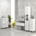 Meuble colonne salle de bain avec étagères réglables et compartiments ouverts, 30x30x180cm, blanc brillant