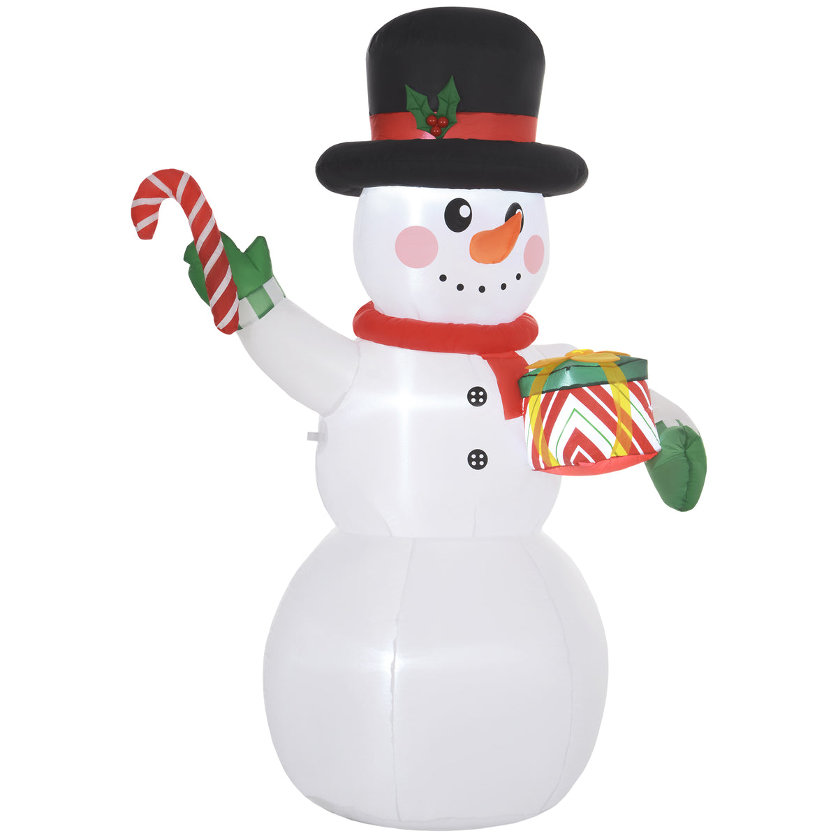 Bonhomme de neige gonflable de Noël de 180 cm avec lumières LED, matériel fixation et souffleur, intérieur et extérieur