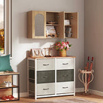Armoire murale de salle de bain bohème avec 3 portes effet rotin à fermeture douce et étagère réglable, chêne