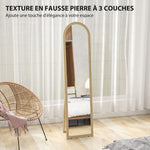 Miroir de sol arqué pleine longueur miroir sur pied cadre en effet imitation pierre pour salon chambre 40 x 160 cm beige