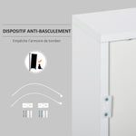 Meuble de rangement buffet commode armoire de rangement avec 2 tiroirs et 2 placards à portes, étagères réglables, pour salon, cuisine, chambre, 79 x 36 x 74 cm blanc