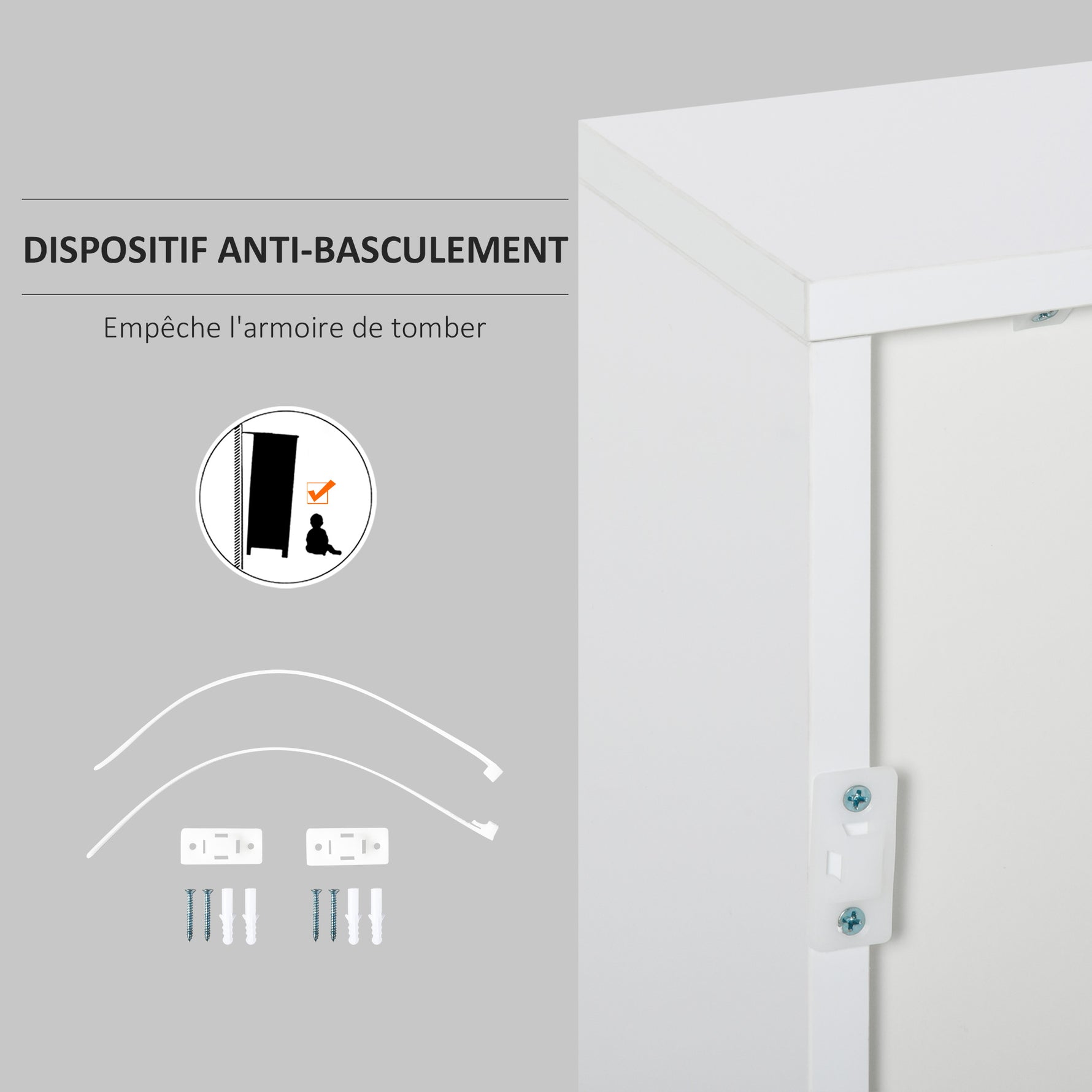 Meuble de rangement buffet commode armoire de rangement avec 2 tiroirs et 2 placards à portes, étagères réglables, pour salon, cuisine, chambre, 79 x 36 x 74 cm blanc