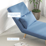 3-in-1 slaapfauteuil, eenpersoons slaapstoel met 5-standen rugleuning, van stof, inclusief kussen, blauw