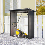 Abri-bûches couvert support pour bois de chauffage plancher surélevé toit incliné, acier galvanisé 150x66,5x150cm gris