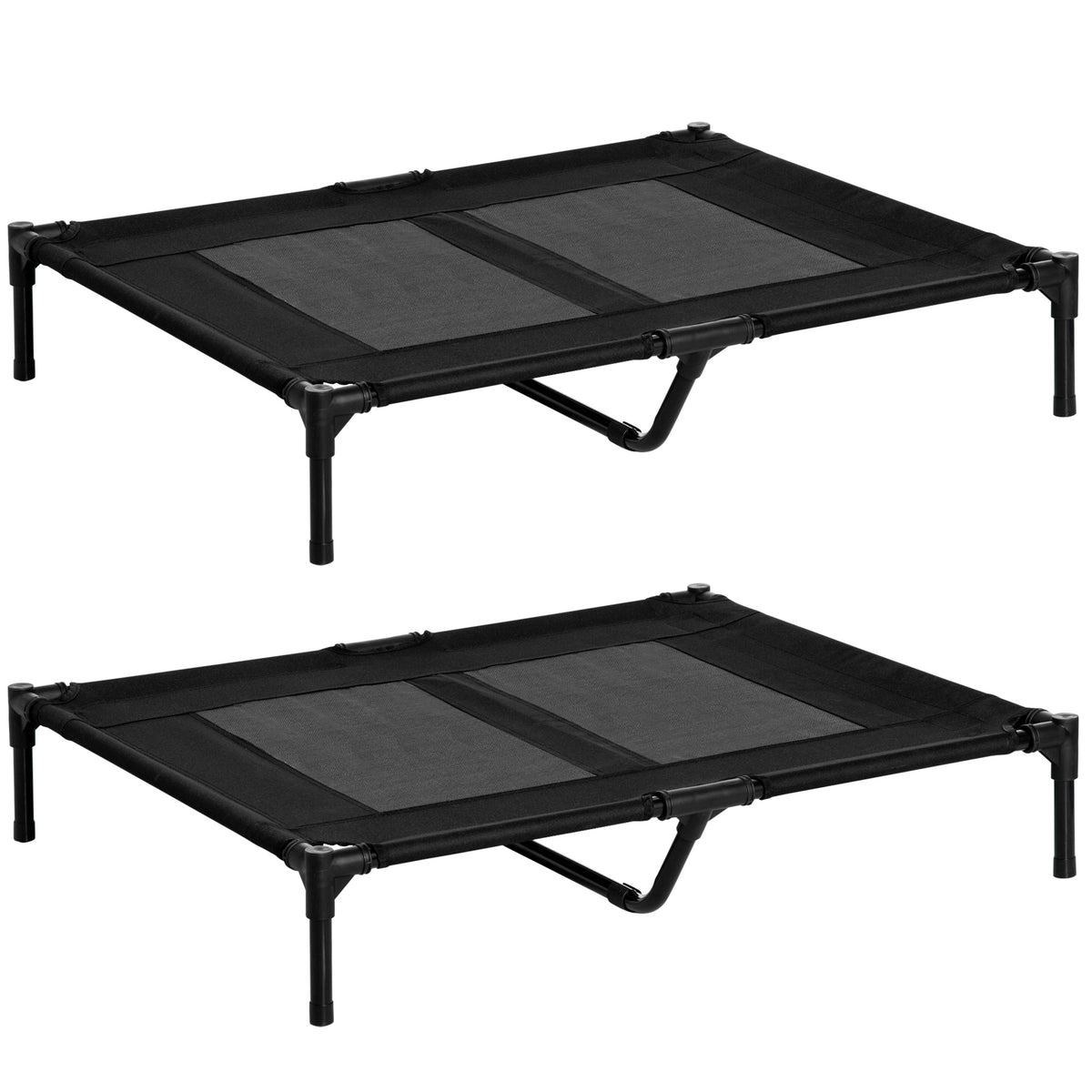 Lot de 2 lits sur pieds lit pour chien chat lit de camp grand confort tissu Oxford textilène micro-perforé acier