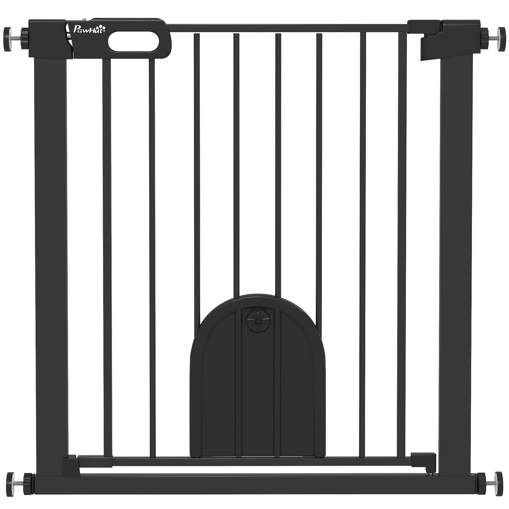 Barrière de sécurité animaux avec porte fermeture automatique système de double verrouillage, acier noir