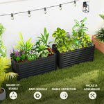 Lot de 2 lits de jardin surélevés carrés potagers cadre en acier galvanisé fond ouvert 120 x 60 x 60 cm gris foncé