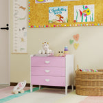 Commode pour enfants, commode rangement 3 tiroirs pour chambre d'enfant, crèche, salle de jeux, 60 x 40 x 60 cm, rose