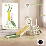 Toboggan pour Enfant Pliable 5-en-1 avec Escalade, Panier de Basket, Espace de Rangement et Ballon, Crème