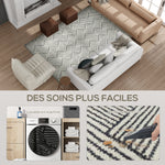 Tapis salon 200 x 140 cm poils courts lavable en machine hypoallergénique pour salon, chambre à coucher, bureau, gris