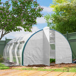 Serra a tunnel da giardino 18m², serra a tunnel con porte e 8 finestre, telo in PE 140g/m² 600 x 300 x 200 cm bianco