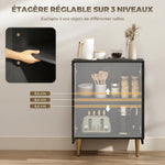 Buffet Cuisine, Meuble de Rangement avec 2 Portes, Étagère Réglable, Pieds Métalliques Surélevés, 60 x 40 x 80 cm, Noir