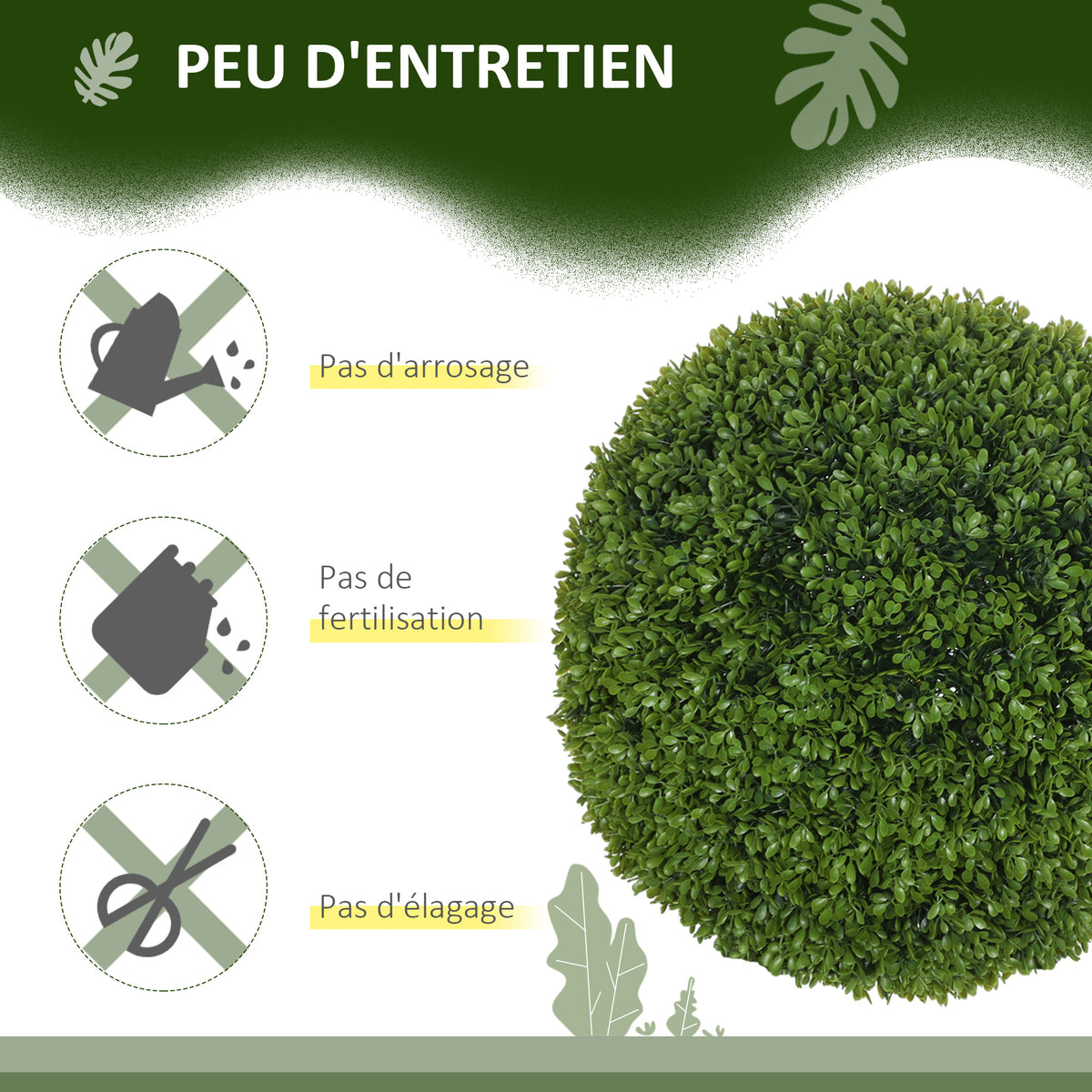 Lot de 2 boules de buis artificielles de 40 cm décoration pour intérieur ou extérieur vert foncé