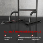 Power Tower Dip Station, Barre de traction, Barre de dips, Hauteur Réglable, Poignées en Forme U, 98x102x180-212cm, Noir