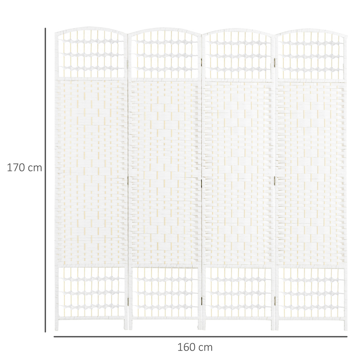 Paravent intérieur en bois séparateur de pièce cloison pliable 4 panneaux 160 x 170 cm blanc