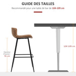 Lot de 2 tabourets de bar assise en similicuir hauteur 76 cm avec repose-pieds en acier et dossier design vintage marron