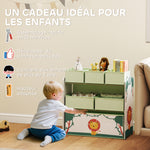 Meuble rangement enfant à 3 niveaux, étagère de rangement pour jouets enfants avec 6 boîtes en tissu amovibles, vert