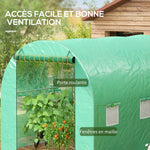Serre de Jardin Tunnel 6 m² avec système d'arrosage intégré, 3L x 2l m 6 fenêtres Porte enroulable Vert