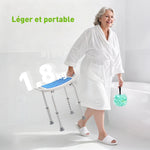 Siège de Douche réglable en Hauteur Tabouret de Douche Ergonomique Pieds antidérapants Charge Max. 135 Kg alu HDPE Blanc Bleu