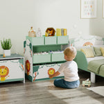Meuble rangement enfant à 3 niveaux, étagère de rangement pour jouets enfants avec 6 boîtes en tissu amovibles, vert