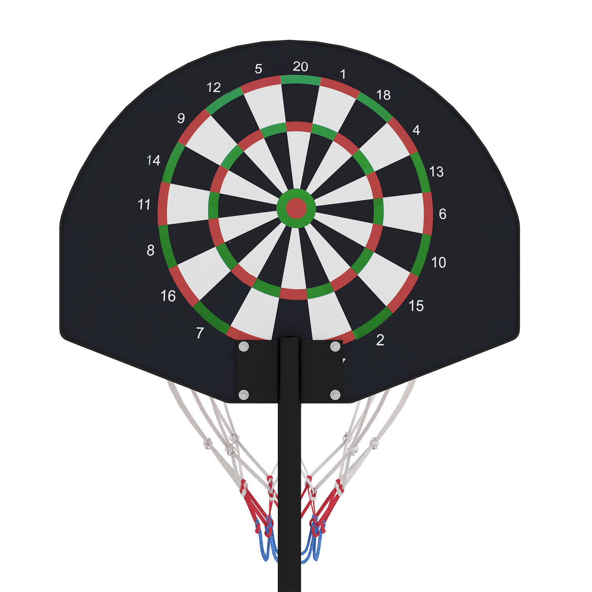 Support panier de basket-ball 2 en 1 avec hauteur réglable 129-179 cm et jeu de 6 fléchettes magnétique