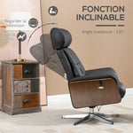 Fauteuil relax avec repose-pied, fauteuil de relaxation avec dossier inclinable, têtière réglable, 80x84x108cm, noir
