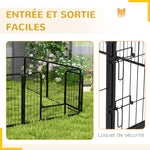Luxe parc enclos modulable acier époxy porte verrouillable pour chiens, lapins, rongeurs, petits animaux, intérieur et extérieur 80 x 60 cm noir