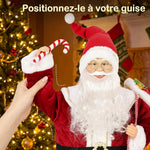 120 cm-tako Aita Noel animatua musikarekin, Gabonetako apaingarri kantari buru-mugikorra, soinu eta ukimen bidez aktibatzen dena, gorria