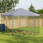 Buitenren voor kippen 10 m², gaasren 400 x 346 x 263 cm - overdekte ruimte - 10-15 kippen