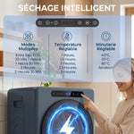 Sèche linge à évacuation, sèche-linge électrique 1000 W 3 Kg, modes Extra Dry et ECO, minuterie, acier inoxydable, bleu