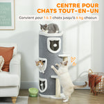 Tour pour chat à 4 niveaux arbre à chat stable avec griffoirs en sisal et bord en peluche 2 plateformes 50x36x101cm gris