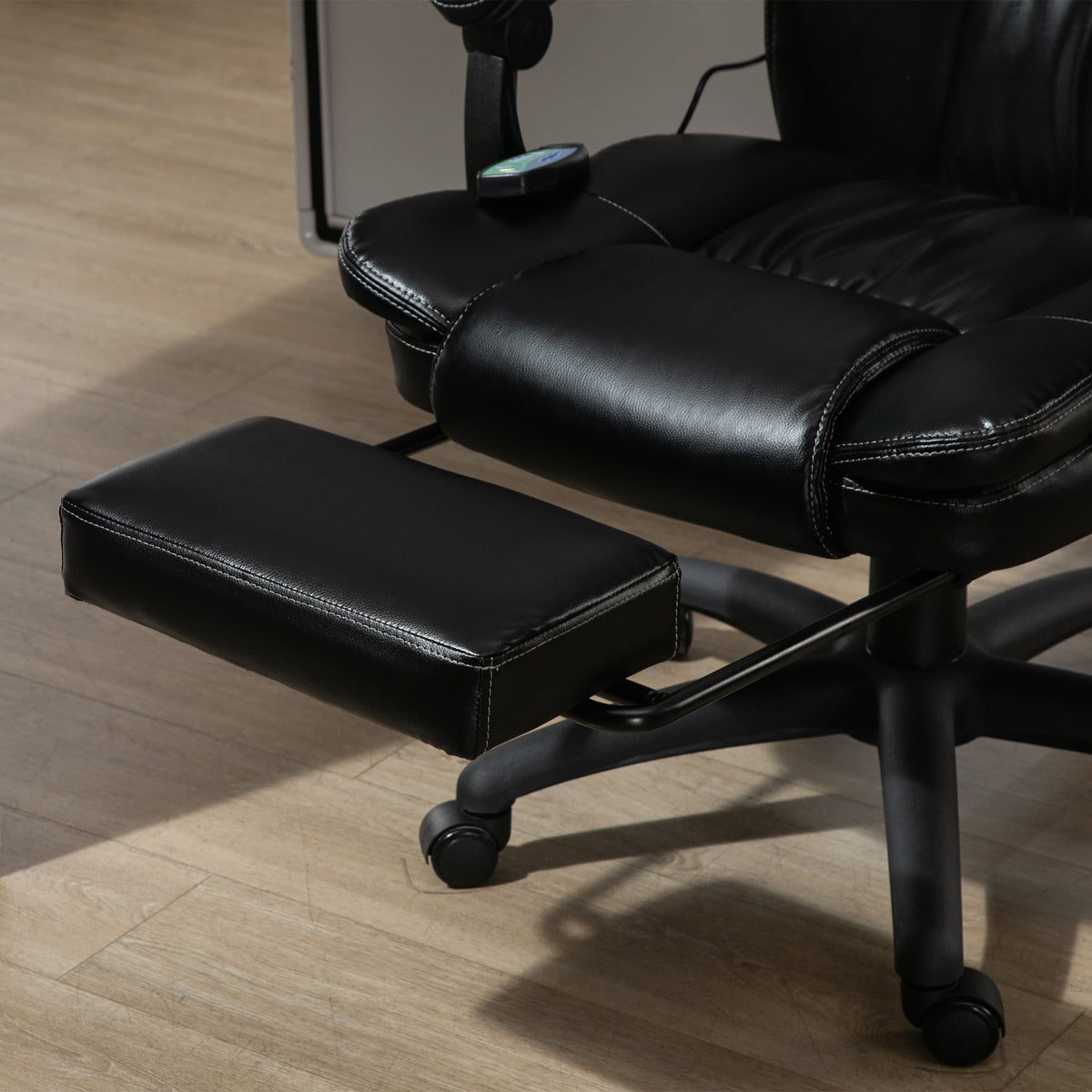 Fauteuil de bureau massant, chaise de bureau avec hauteur réglable, dossier inclinable et télécommande filaire, noir