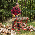 Robuuste opvouwbare stalen schraag, draagvermogen 150 kg, in hoogte en breedte verstelbaar, 102,5 x 71 x 101 cm, rood