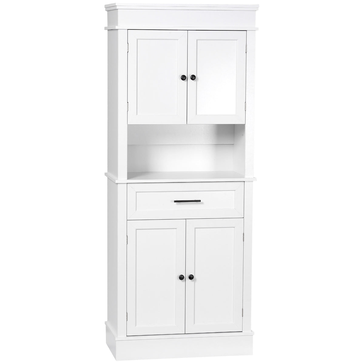 Buffet de cuisine armoire de cuisine multi-rangements 2 placards 2 portes tiroir niche MDF panneaux particules E1 blanc