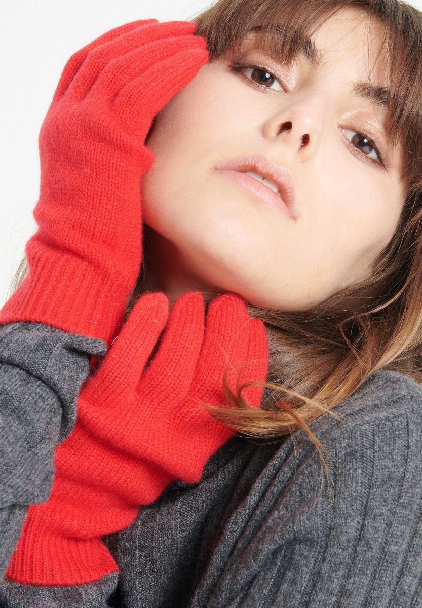 Gants unisex en cachemire 4 fils rouge - UNI 4
