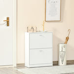 Armoire à Chaussures Meuble à Chaussures dim. 60L x 24l x 80H cm 2 Portes abattantes Blanc