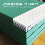 Tapis de gymnastique pliable portable, tapis de sport épais en 4 parties avec poignées, 180 x 60 x 5 cm, vert et violet