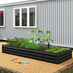 Carré potager de jardin rectangulaire jardinière extérieure 241 x 90,5 x 30 cm tôle d'acier ondulée noir