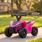 Haurrentzako Quad Elektrikoa 6 V, Haurrentzako Auto Elektrikoa, Litiozko Bateria, Gehienezko Abiadura 2 Km/O, 18-48 Hilabete, Arrosa
