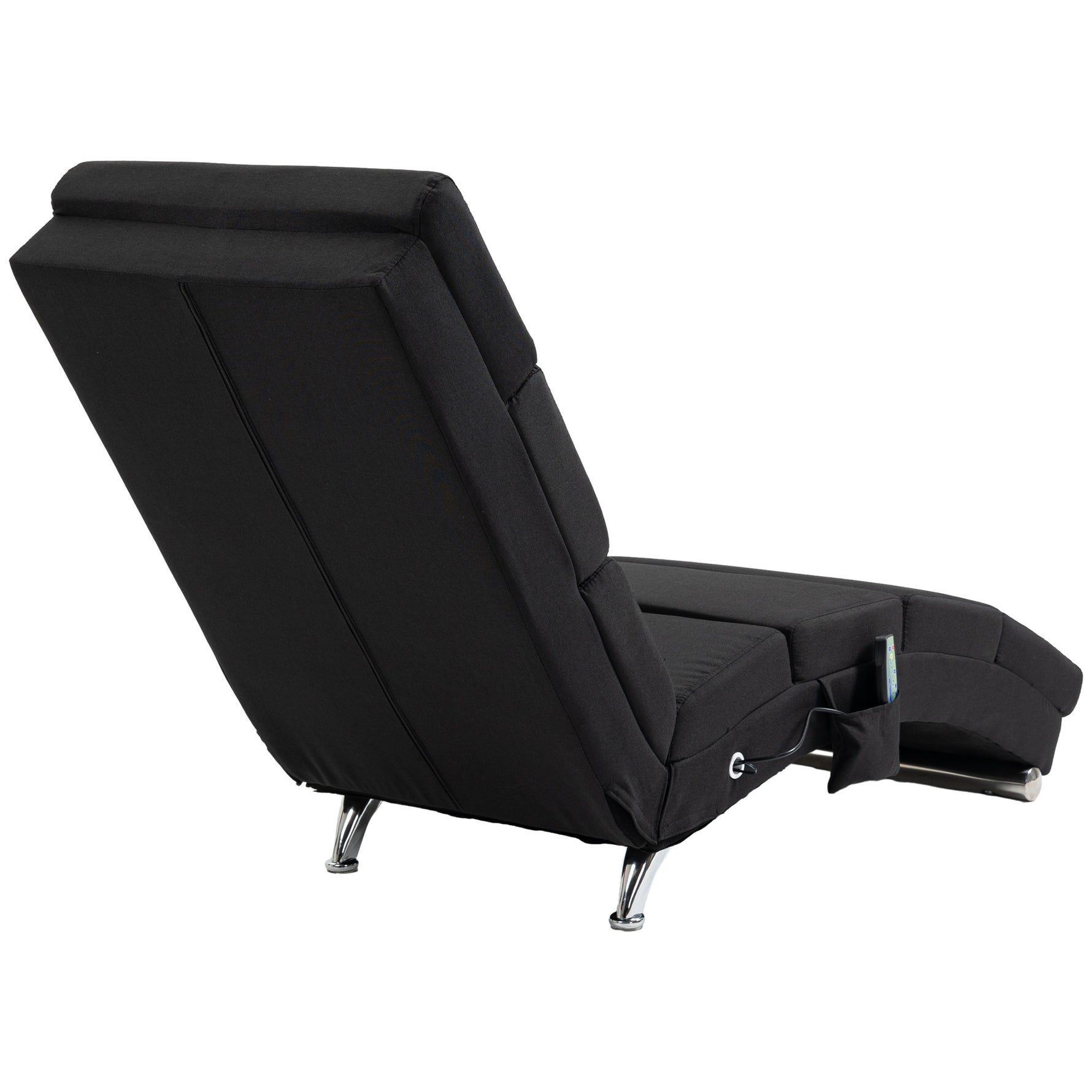 Fauteuil relax chaise longue de relaxation ergonomique, massant et chauffant avec télécommande 56 x 168 x 84 cm noir