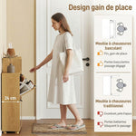 Scarpiera 10 Paia, Armadio per Scarpe, Ante a Specchio, 2 Cassetti e Scomparti Aperti, Rovere