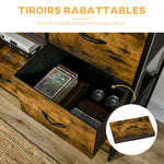 Meuble de rangement avec étagères et 3 tiroirs en tissu pliables amovibles, style industriel, dim. 44L x 40l x 155H cm