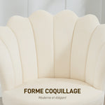 Fauteuil coquillage chaise coiffeuse fauteuil en velours fauteuil de salon avec pieds en métal doré beige