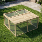 Enclos Lapin Extérieur Cage Lapin Intérieur Pliable Toit Ouvrant Total Poignée 1,44㎡ 120x120x57cm Naturel