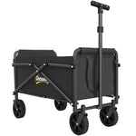 Carro de jardín carro de transporte con ruedas con mango ajustable, con bolsas de transporte 64 x 40 x 60-84 cm negro