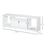 Meuble TV Banc TV Design Contemporain - 3 niches, Placard Double Porte - dim. 120L x 30l x 41H cm - Panneaux Particules Blanc