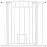 Barrière pour chien, largeur ajustable 76-102cm, barrière extra large avec porte pour chat, blanc