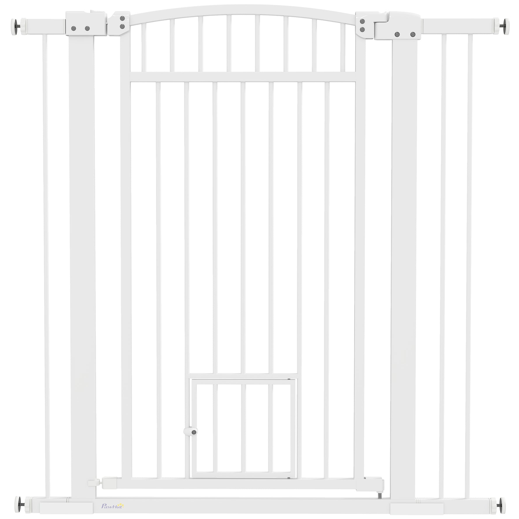 Barrière pour chien, largeur ajustable 76-102cm, barrière extra large avec porte pour chat, blanc